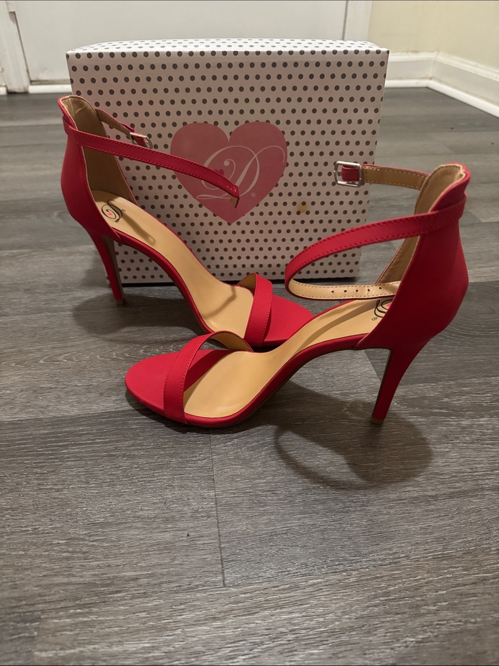 Delicious Red Open-Toe Ankle-Strap Stilettos